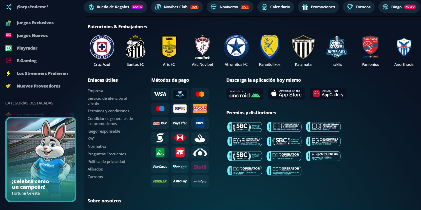 Captura de pantalla de un casino en línea para México